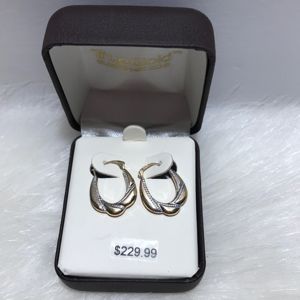 14K small oval hoops